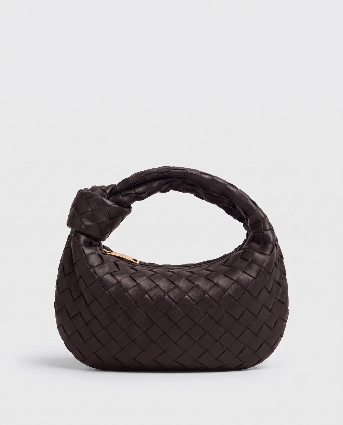 Knot Mini woven leather bag in Espresso – back view