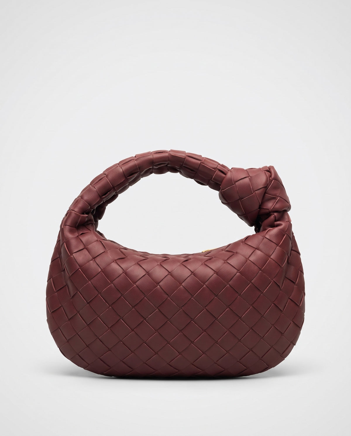 Knot Small woven leather bag in Bordeaux – back view