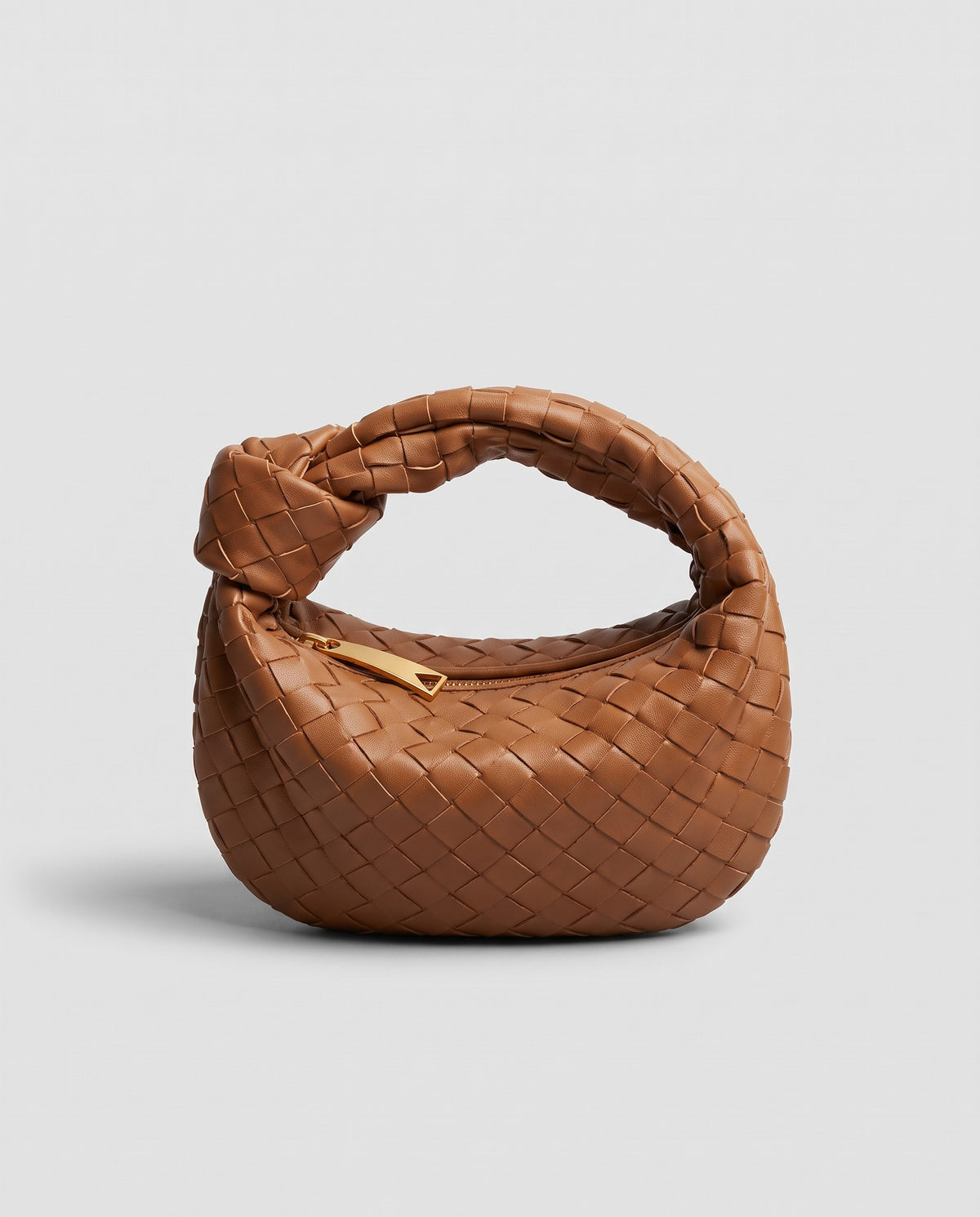 Knot Small woven leather bag in Brown – front view
