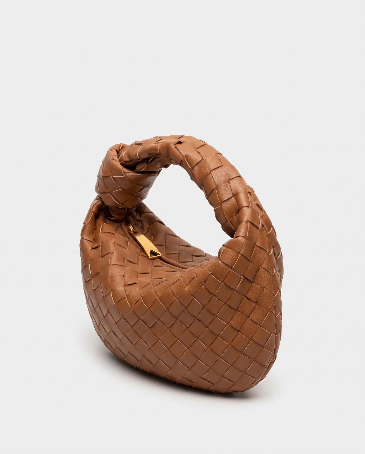 Knot Small woven leather bag in Brown – three-quarter view