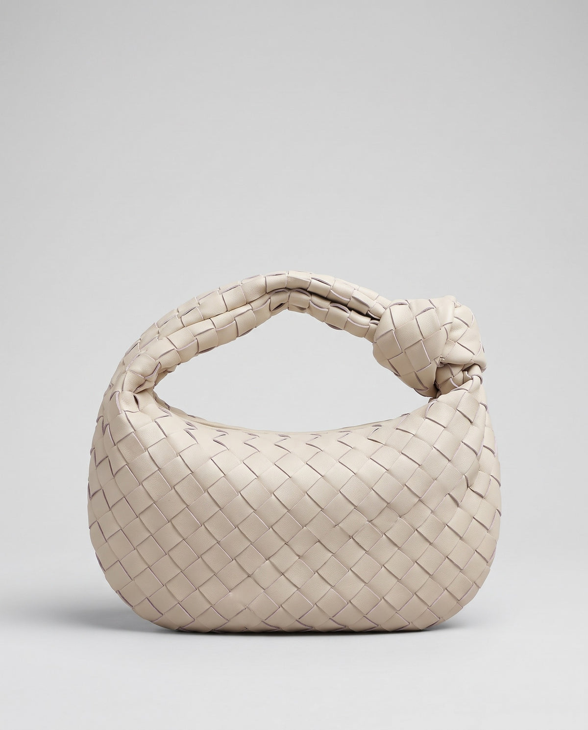 Knot Small woven leather bag in Chalk – back view