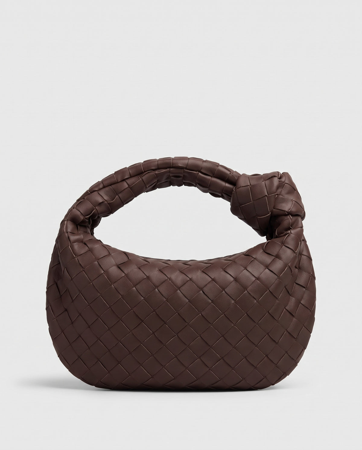 Knot Small woven leather bag in Espresso – back view