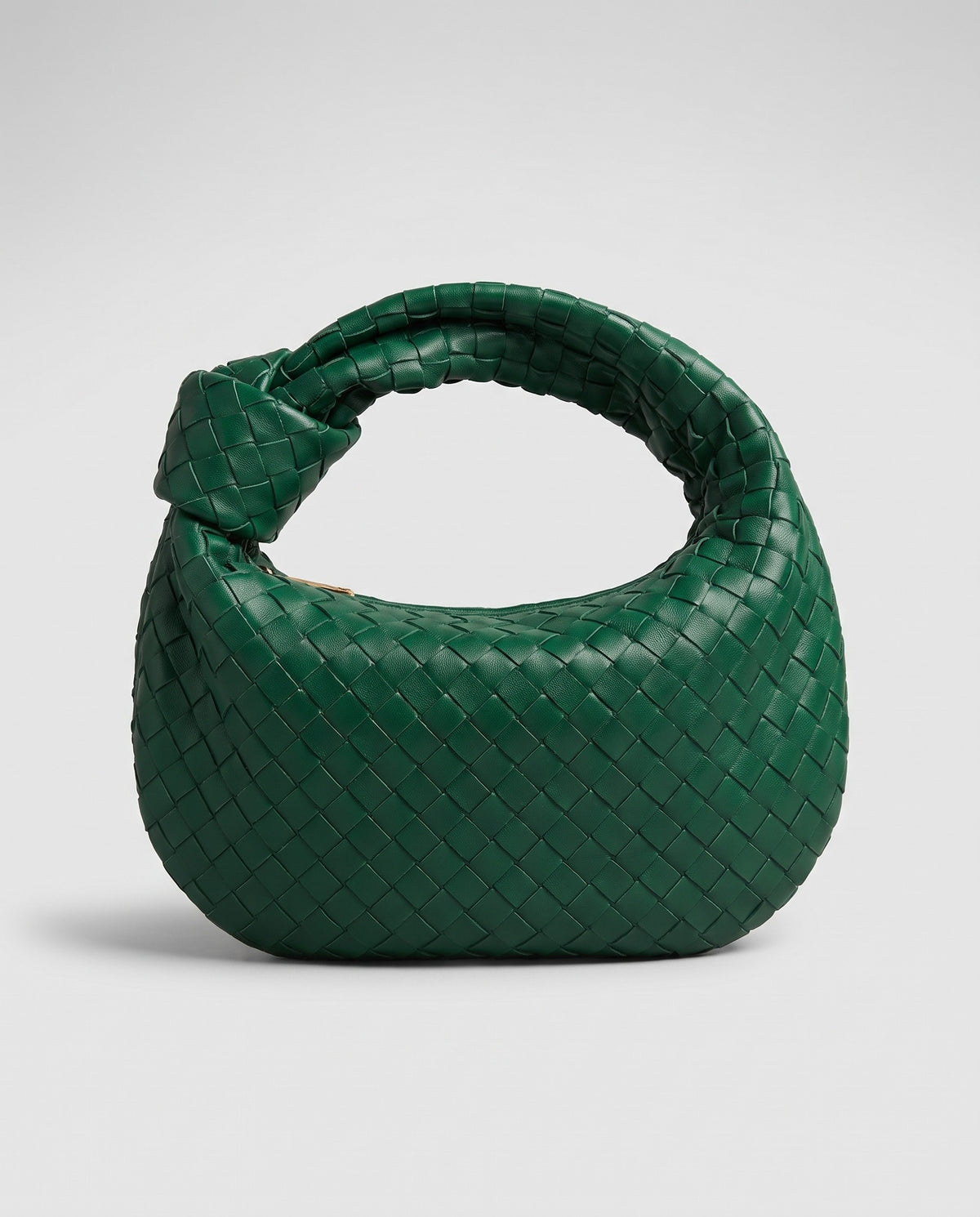 Knot Small woven leather bag in Green – front view