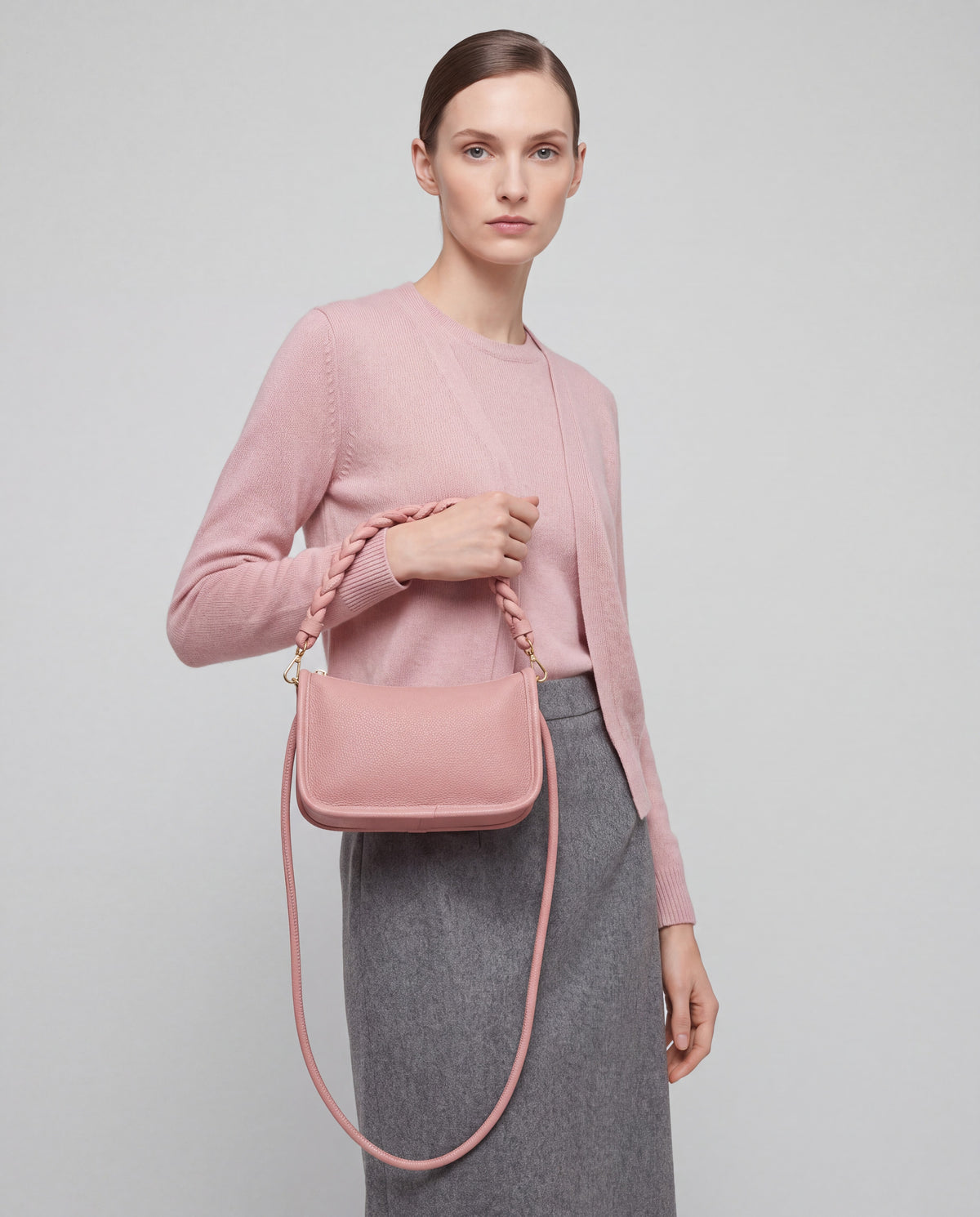Lago bag in Blush – worn by model, close-up