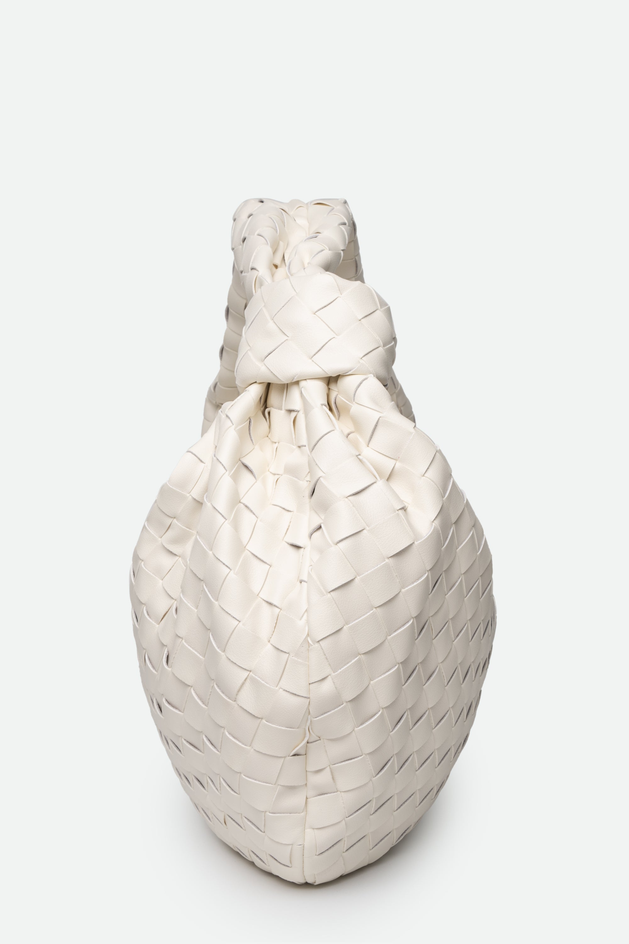 Large Knot Bag (Jodie) white woven drawstring bag on a white background