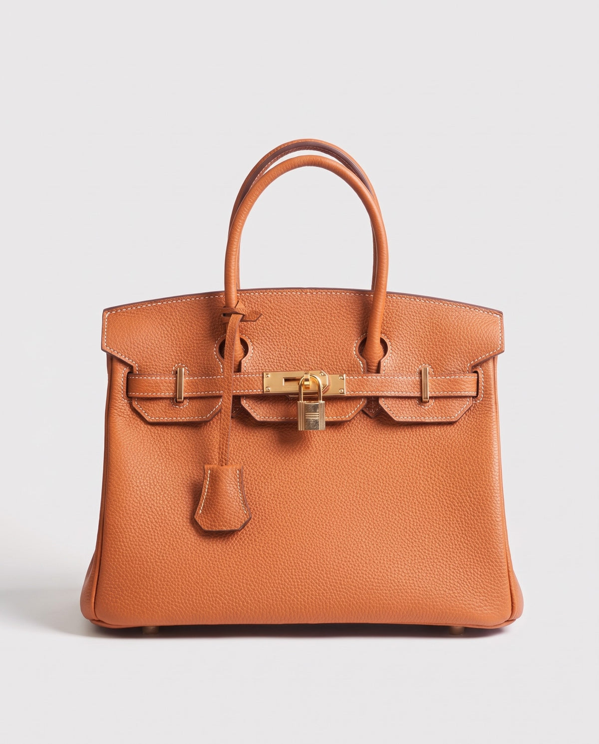 Lock Extra Large leather top-handle bag in Caramel – front view