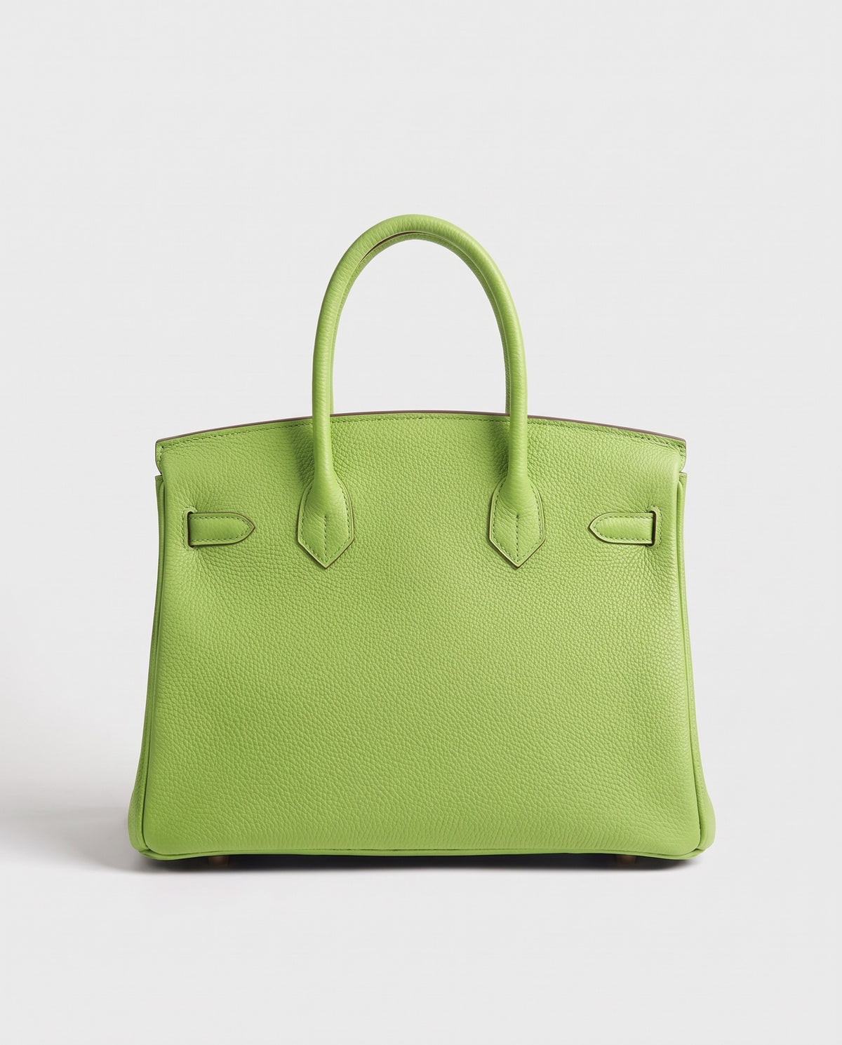 Lock Large leather top-handle bag in Avocado – back view