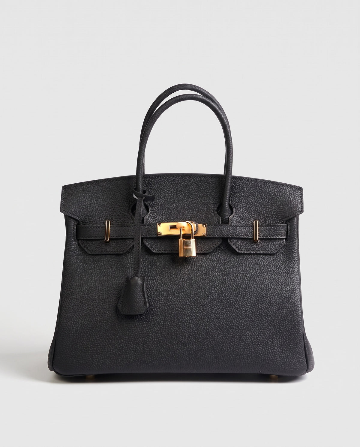 Lock Large leather top-handle bag in Black – front view