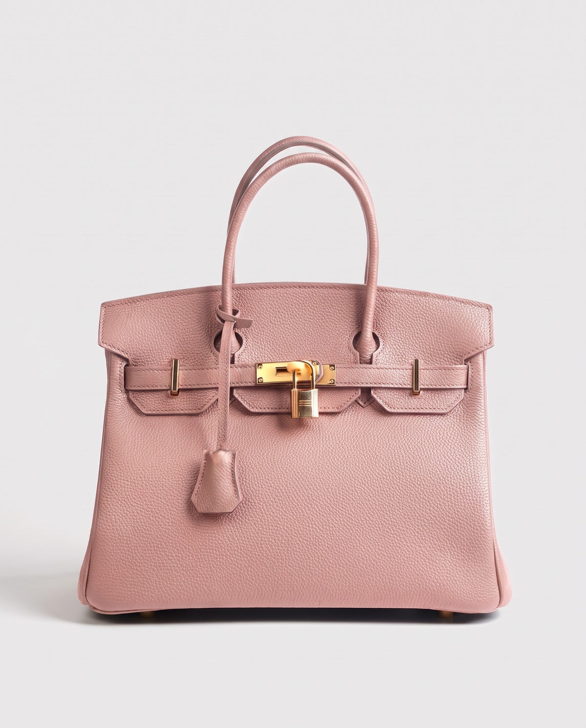 Lock Large leather top-handle bag in Blush – front view