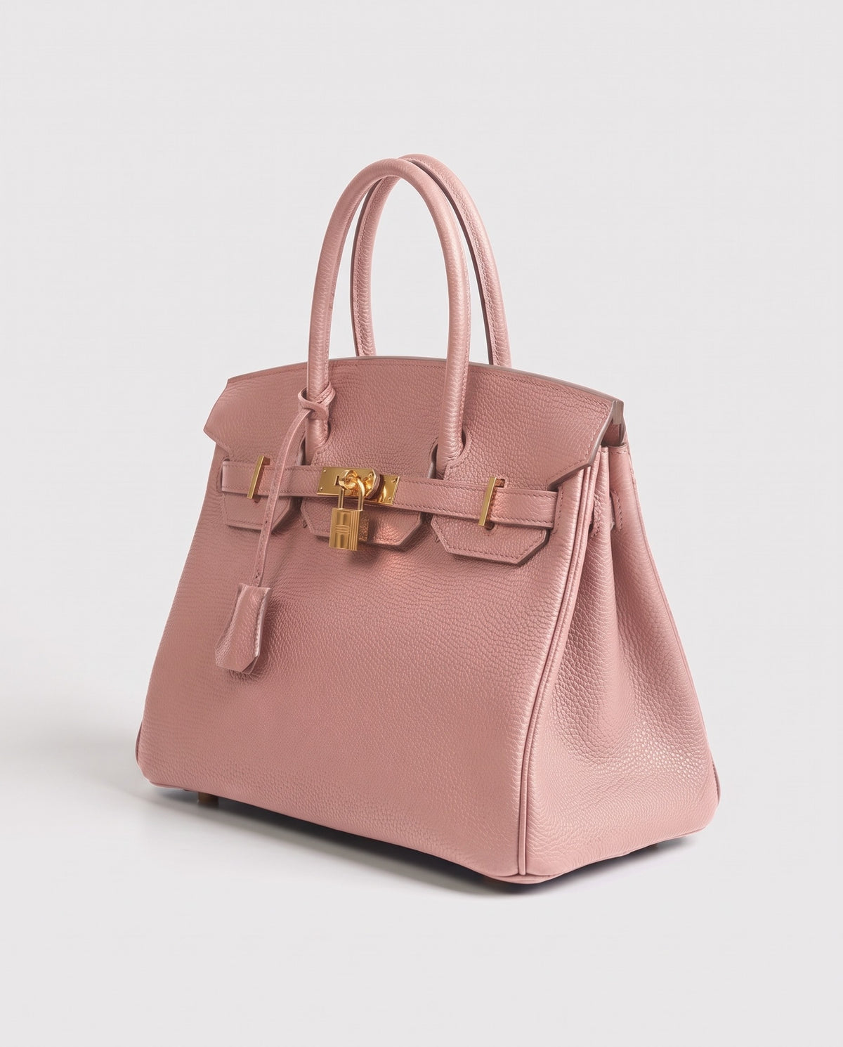 Lock Large leather top-handle bag in Blush – three-quarter view