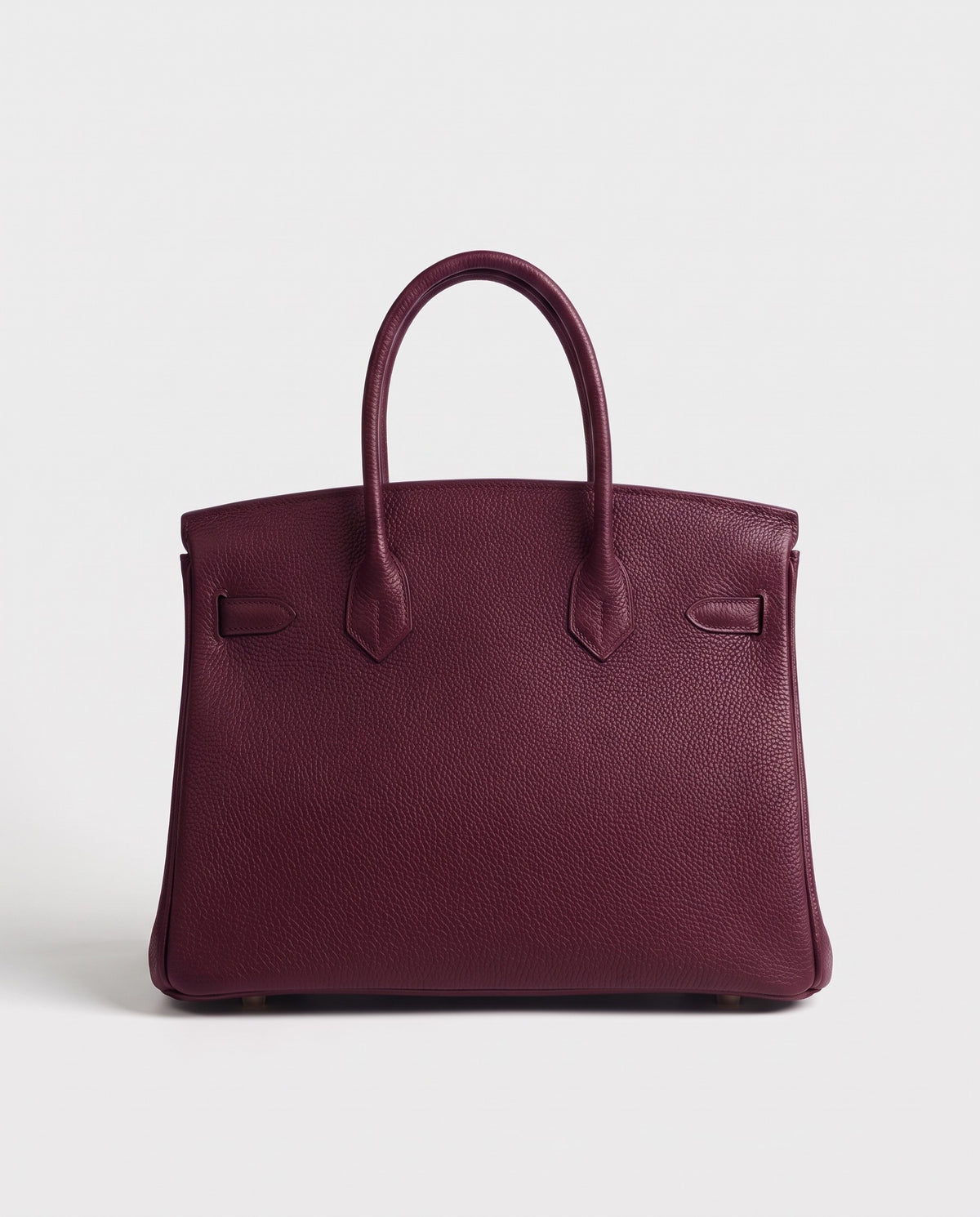 Lock Medium leather top-handle bag in Bordeaux – back view