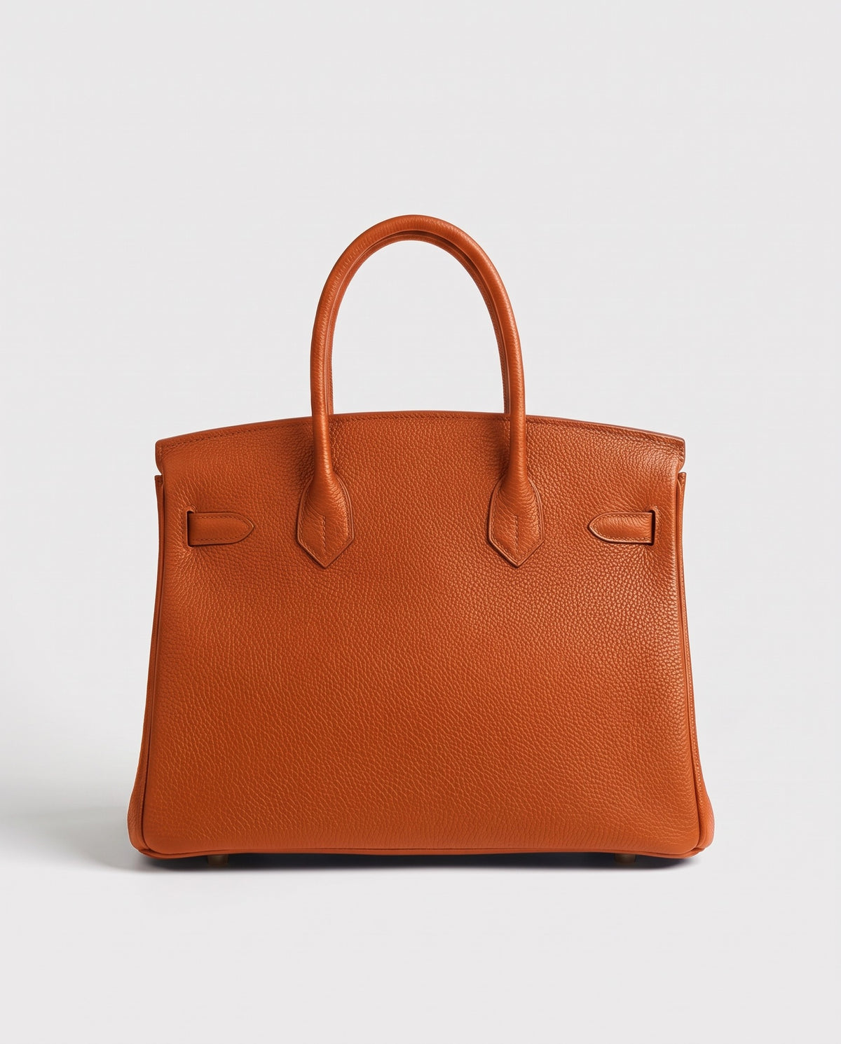 Lock Medium leather top-handle bag in Terracotta – back view