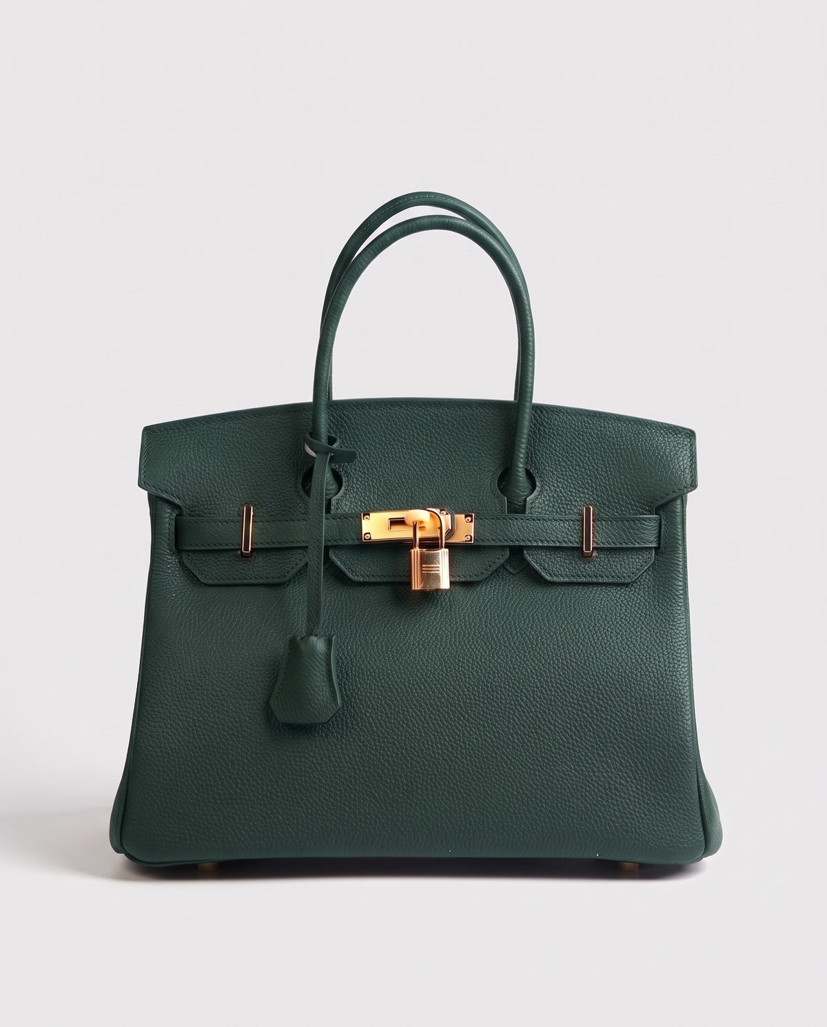 Lock Small leather top-handle bag in Emerald – front view