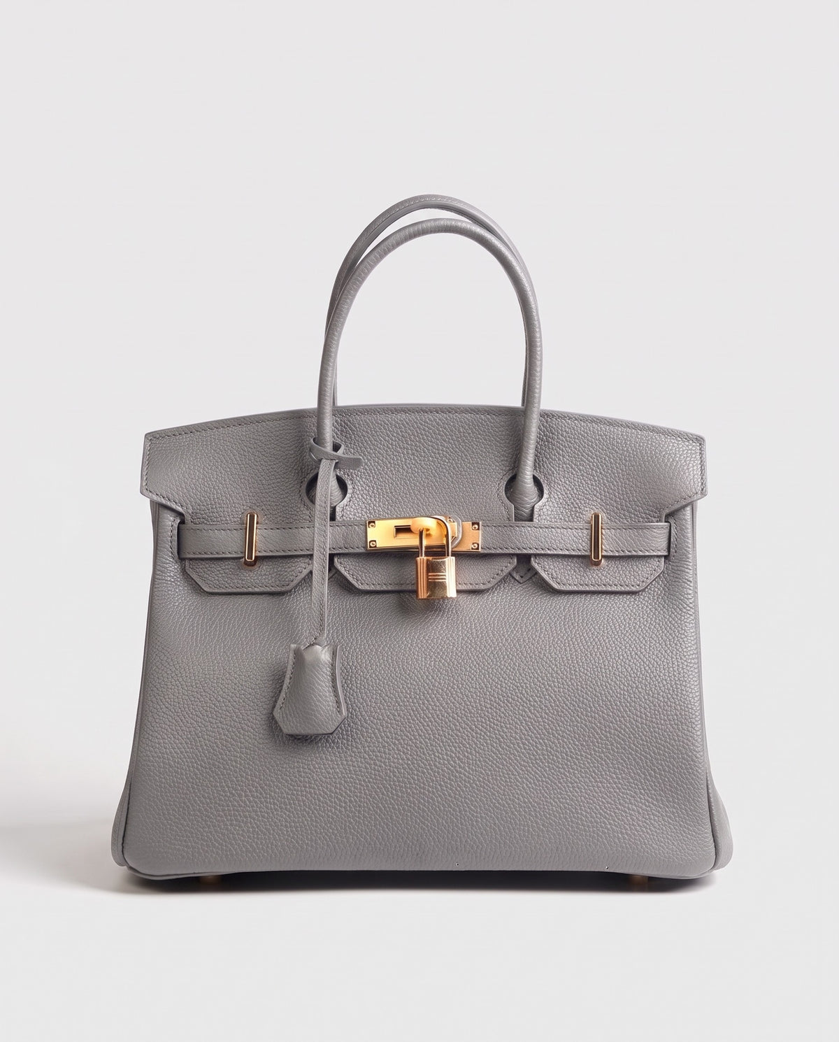 Lock Small leather top-handle bag in Grey – front view