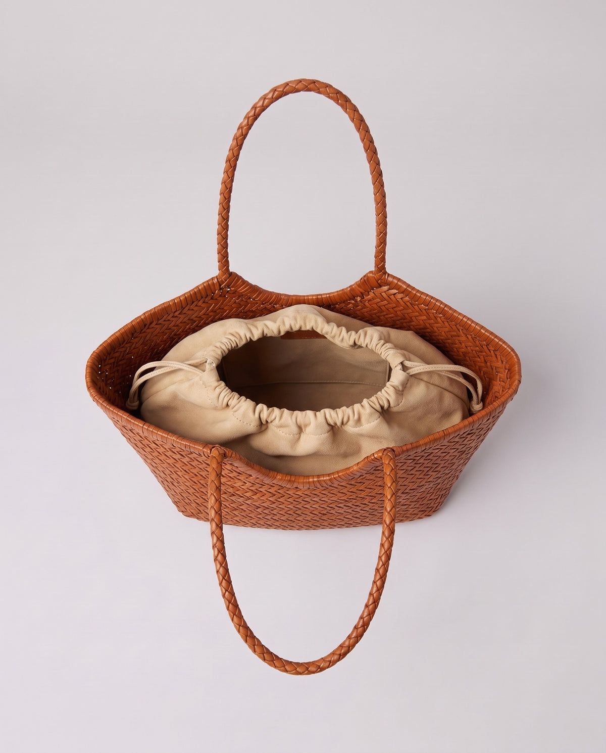 Inside the Valentina Matera Small bag in Caramel