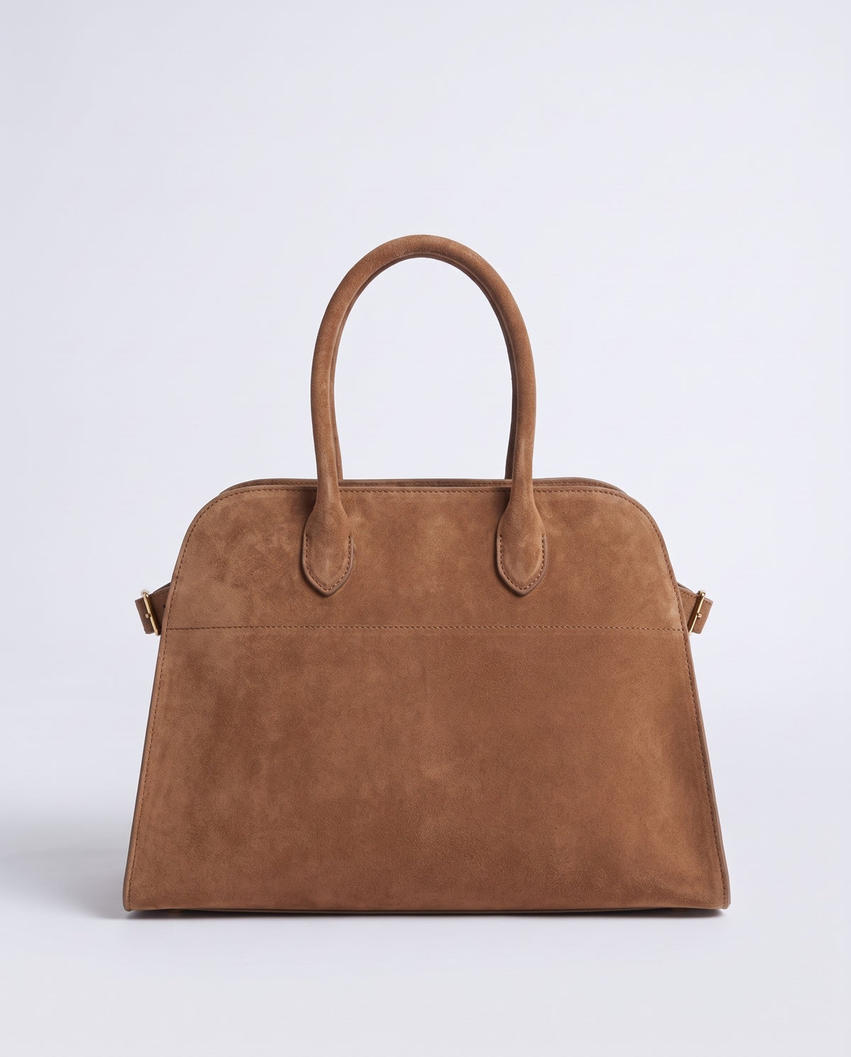 Milano Large slouchy top-handle bag in Mocha suede – front view
