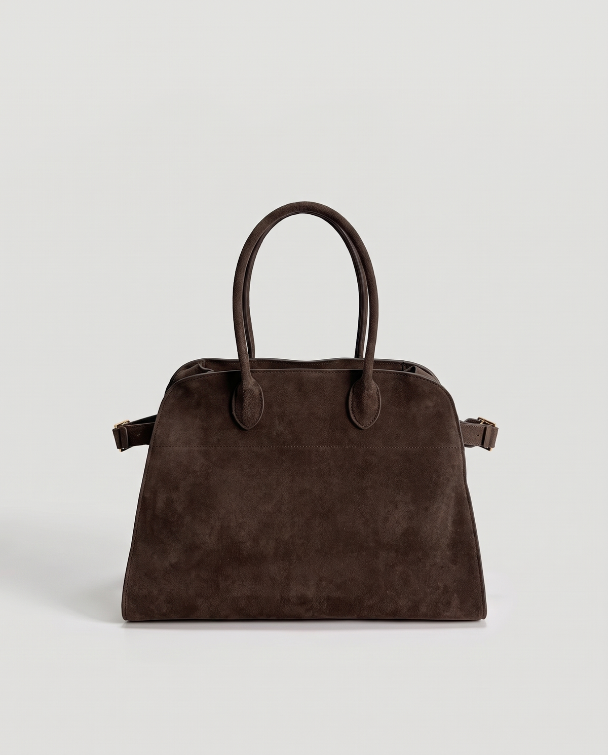 Milano Small top-handle bag in Chocolate suede – front view
