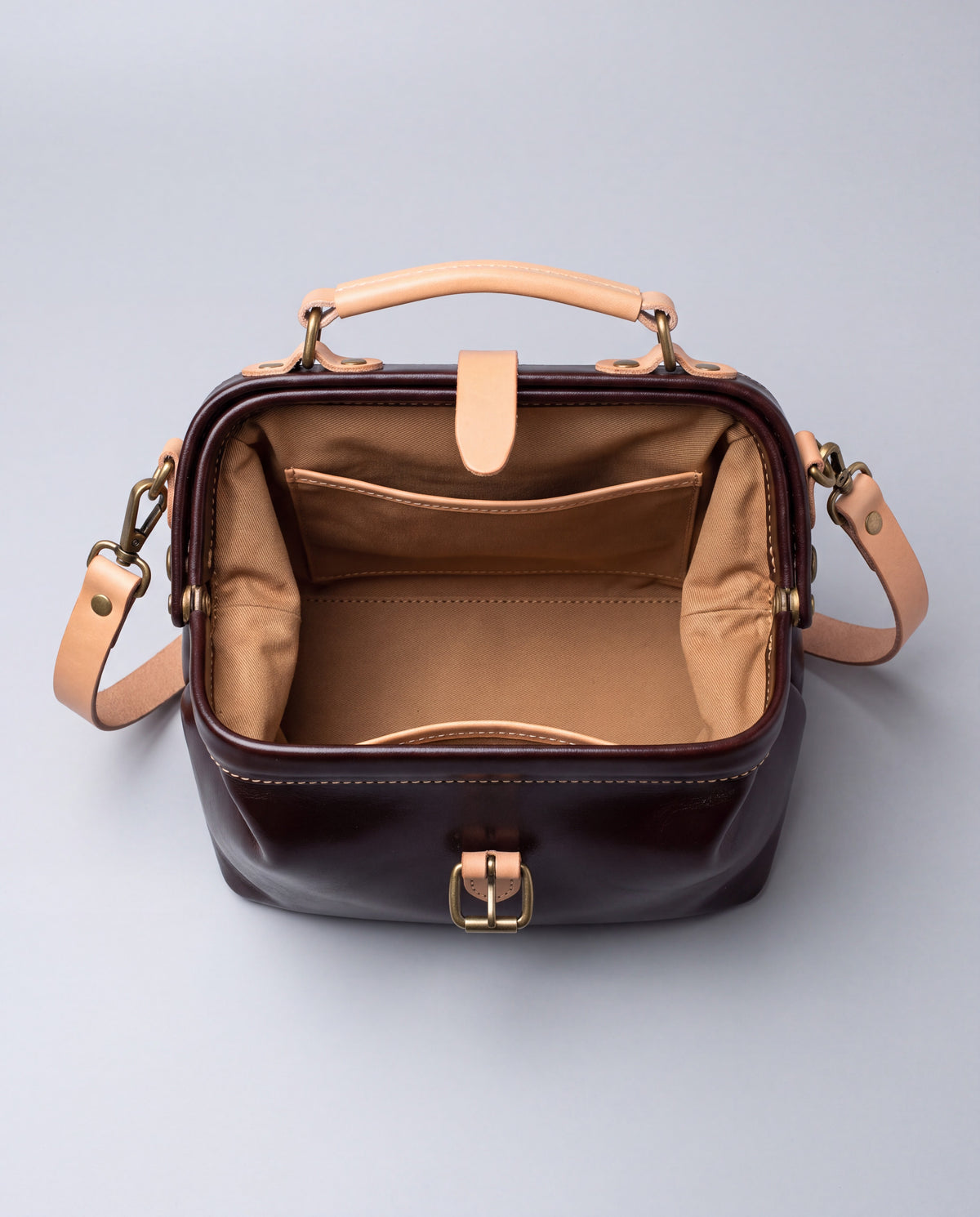 Mini Leather Bag bag in Coffee – interior view