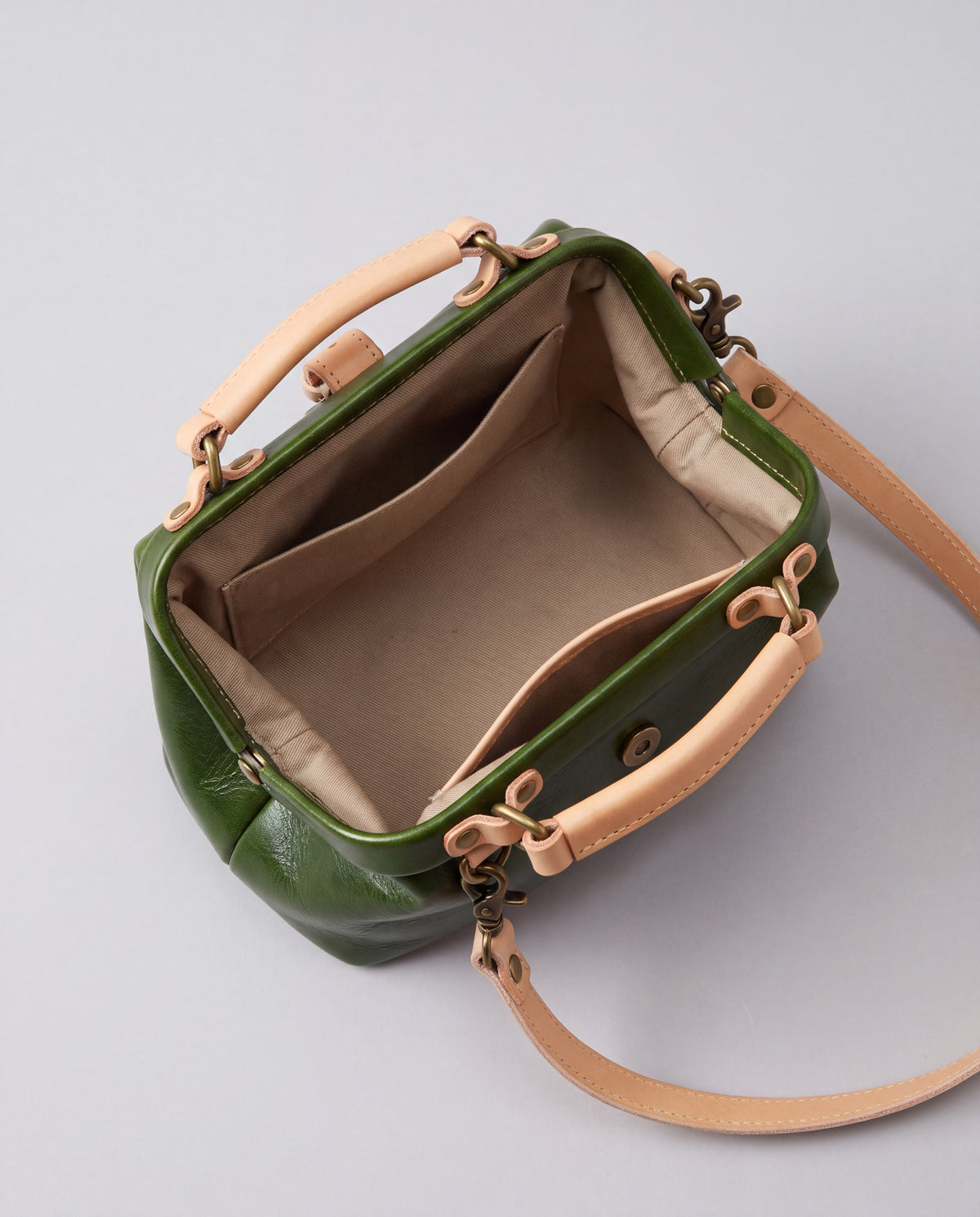 Mini Leather Bag bag in Green – interior view