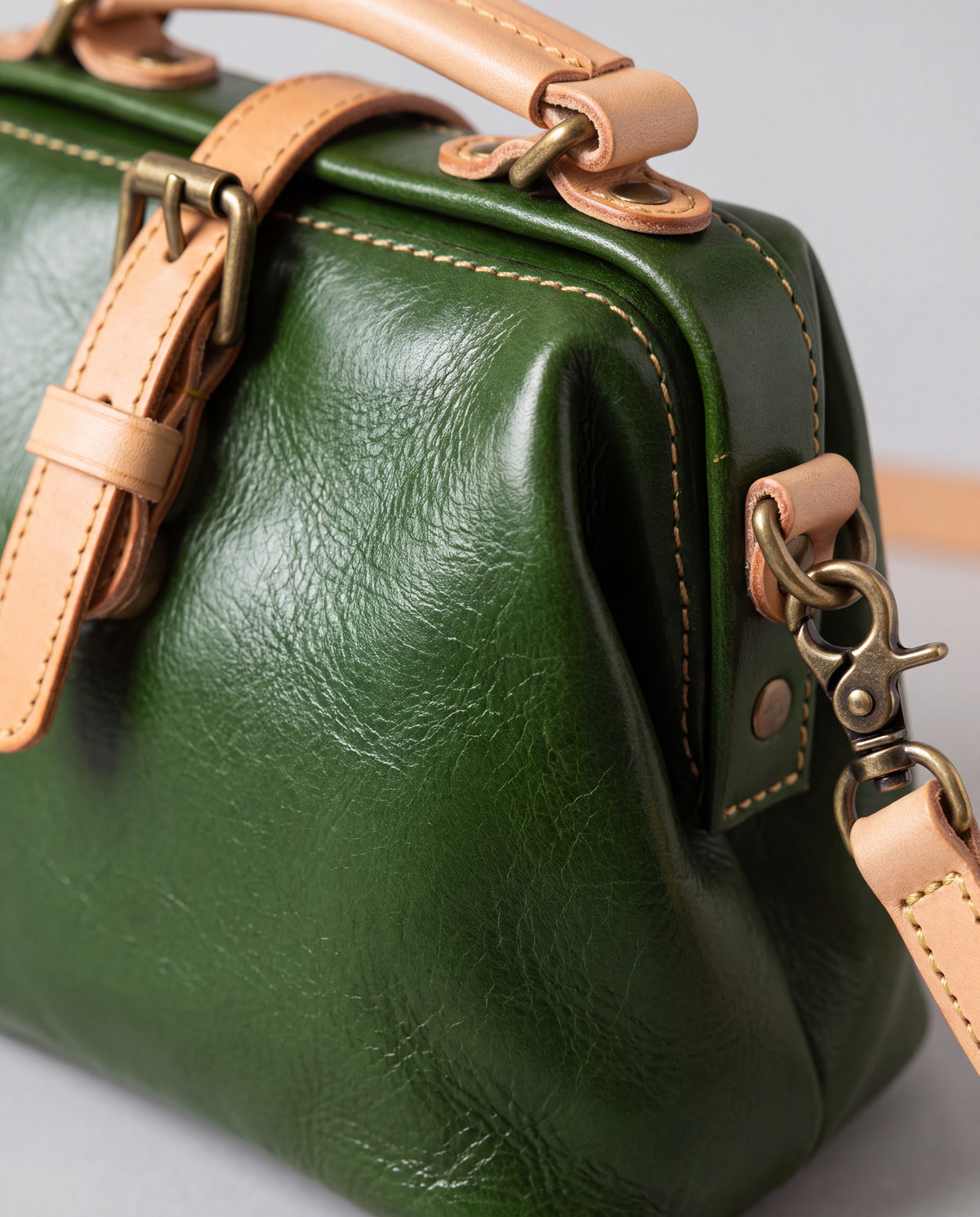 Mini Leather Bag bag in Green – leather detail