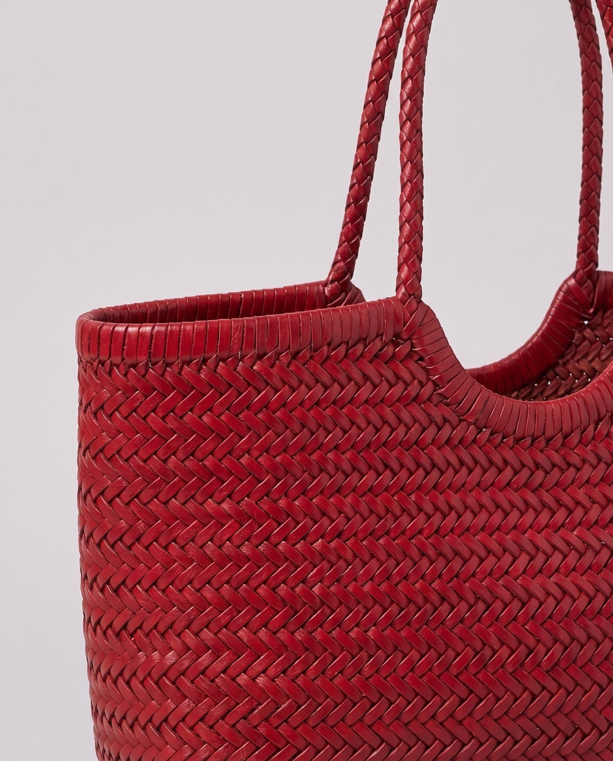 Leather close-up of the Valentina Noto Small bag in Red