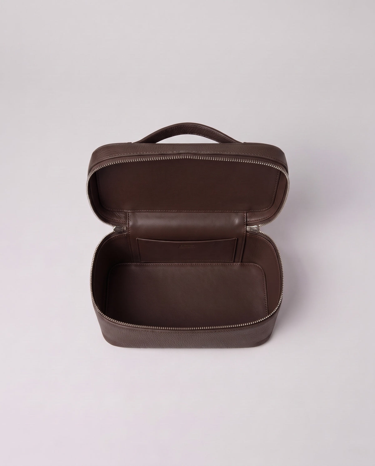 Inside the Valentina Orvieto Small top-handle bag in Chocolate leather