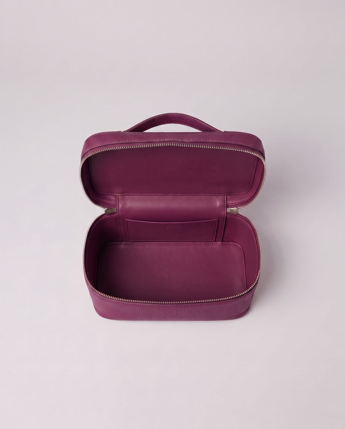 Inside the Valentina Orvieto Small top-handle bag in Purple leather