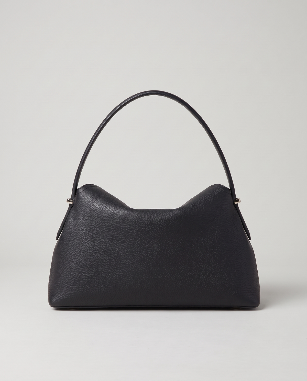 Porto pebbled leather top-handle bag in black, back view