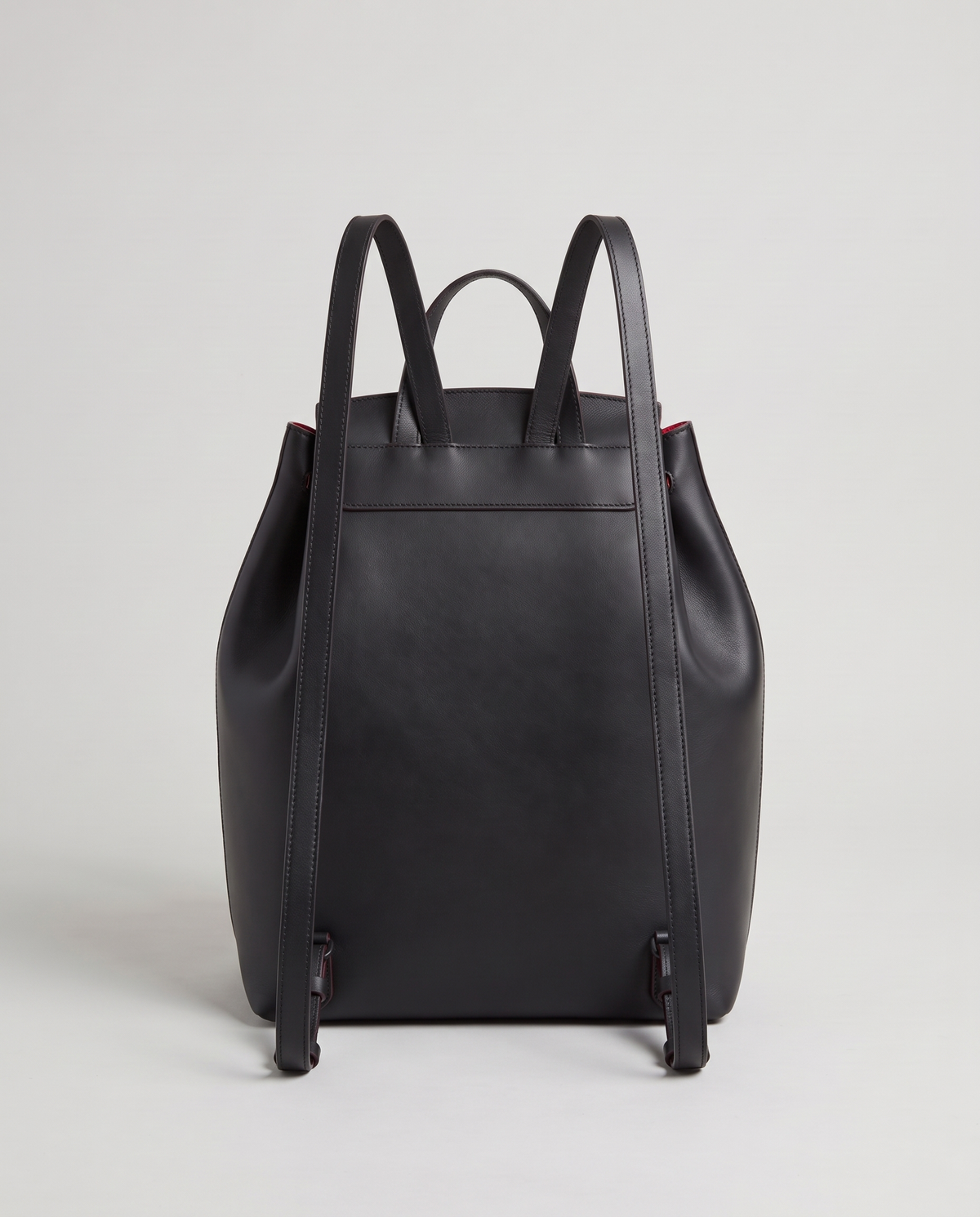 Roam Large leather backpack in Black – back view showing the shoulder straps