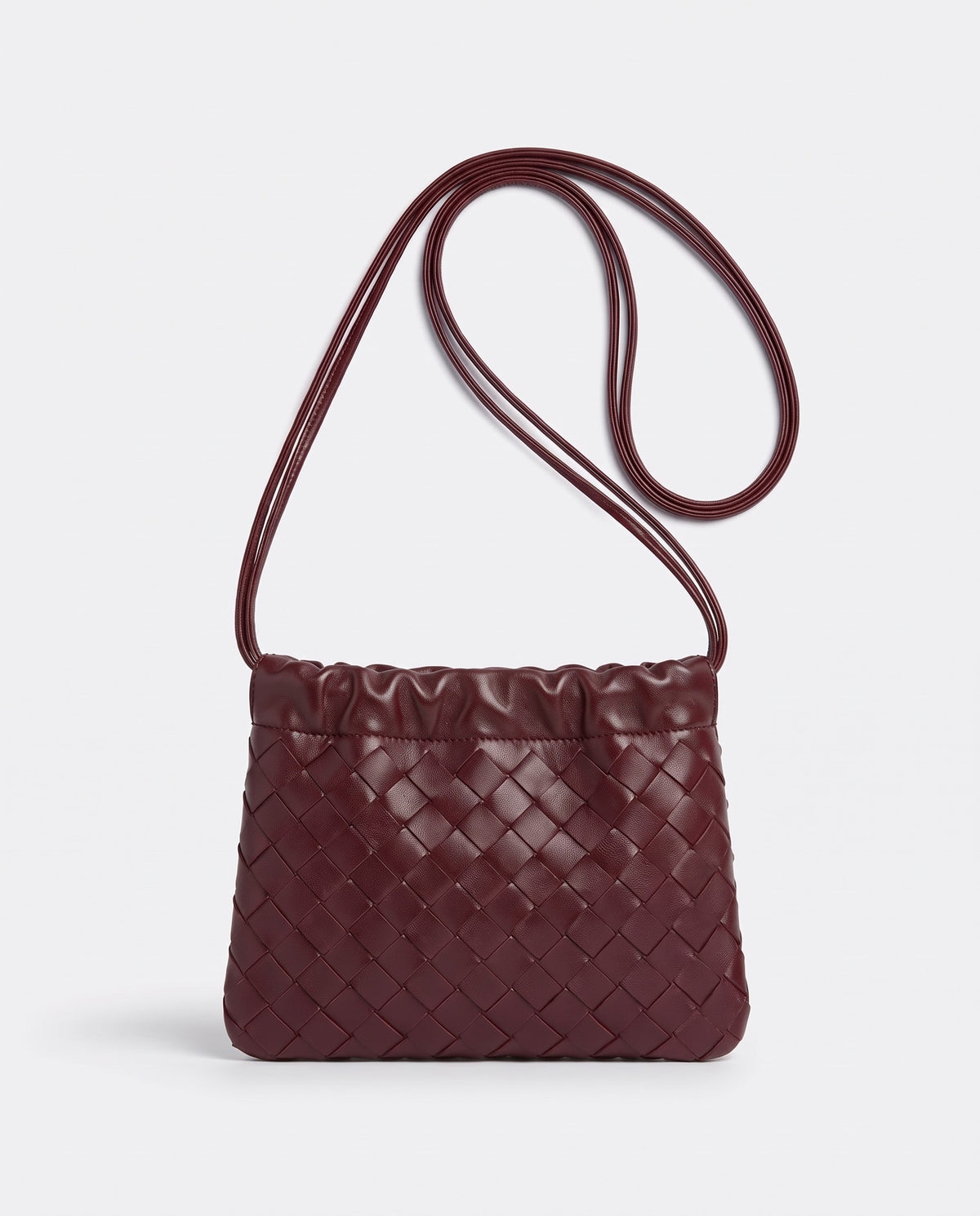 Serata woven leather clutch in Burgundy – back view