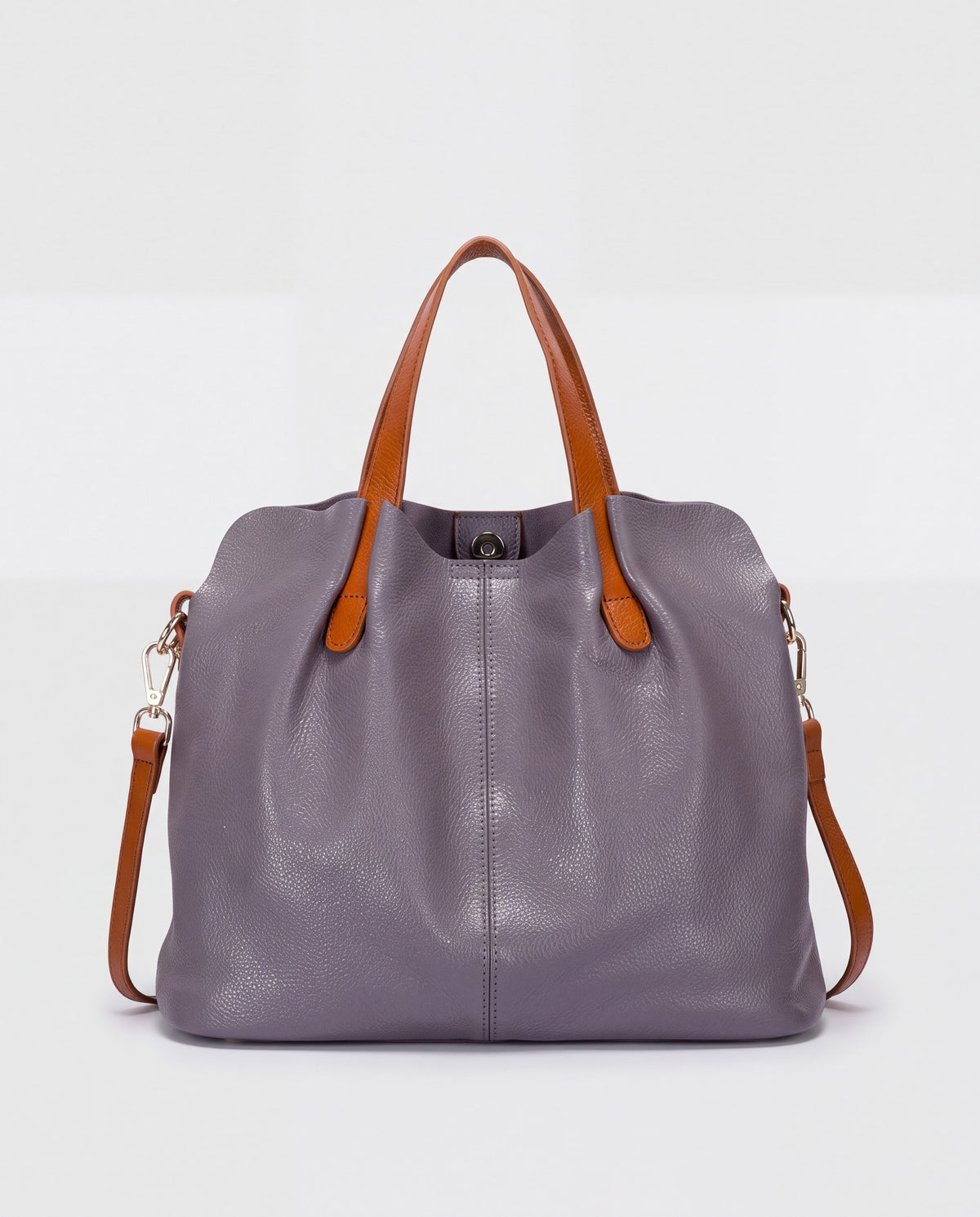 Soft Leather Tote Bag bag in Grey – front view