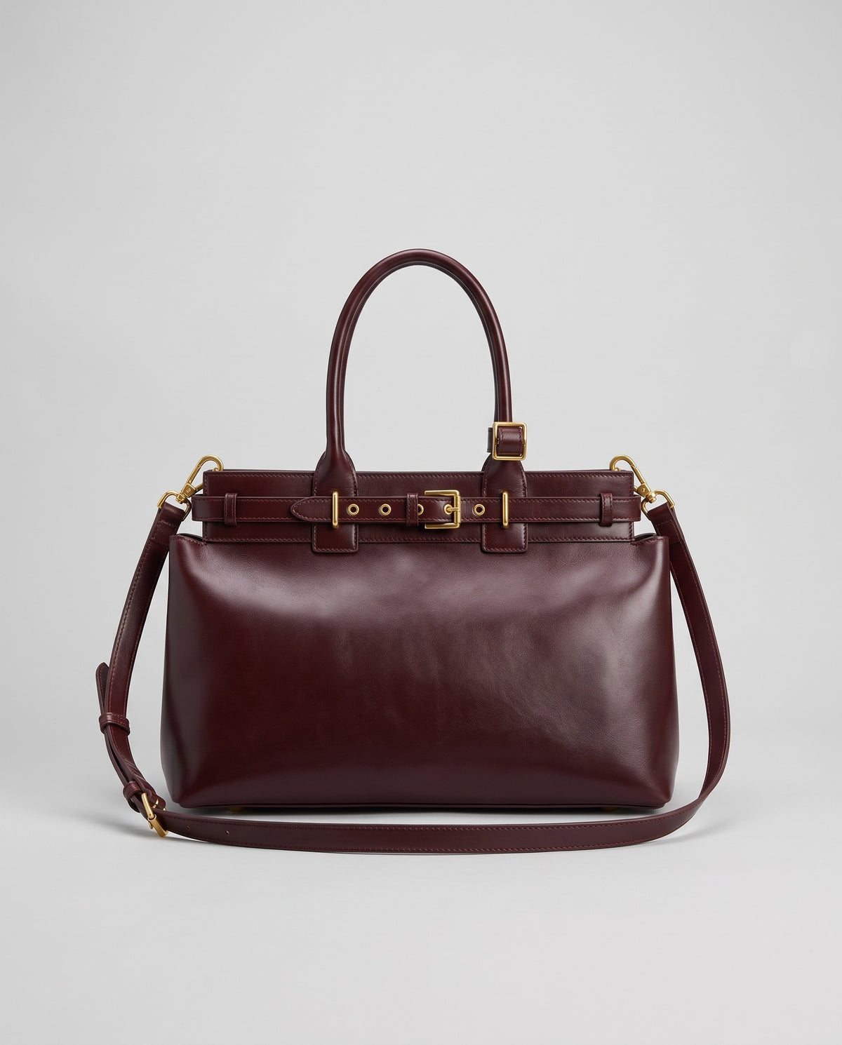 Spello cowhide leather top-handle bag in Burgundy – front view