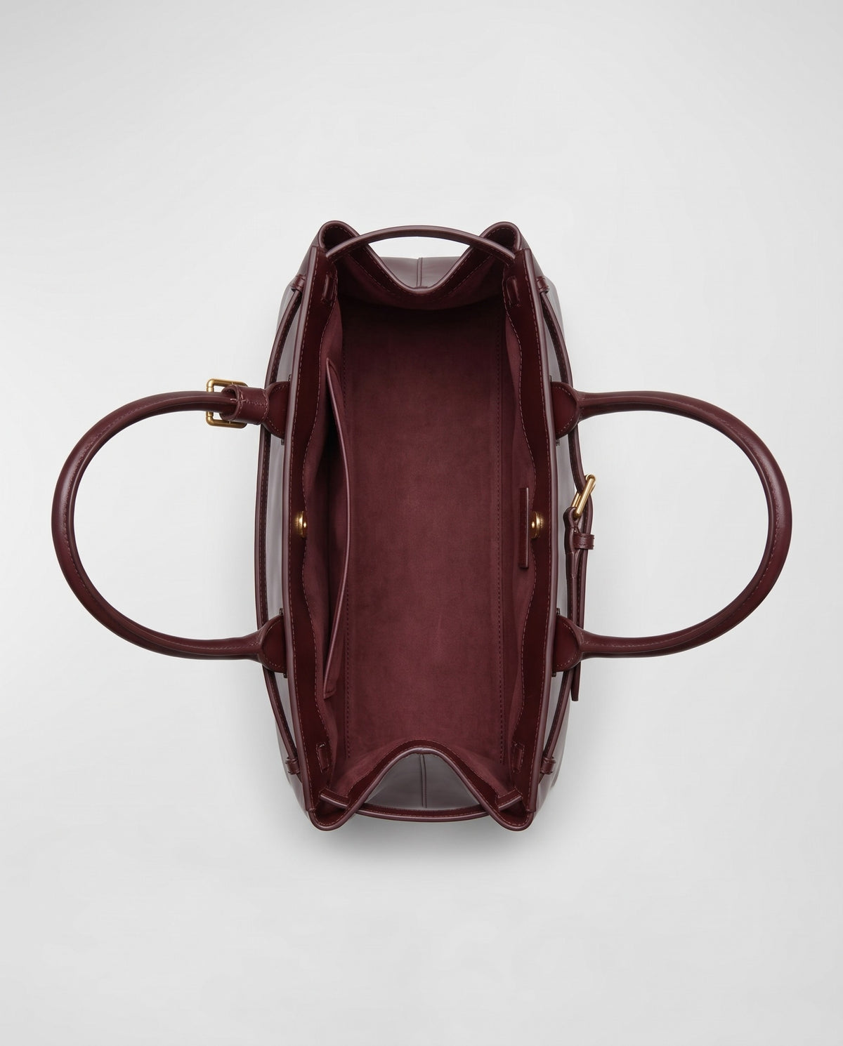 Inside view of the Spello top-handle bag in Burgundy