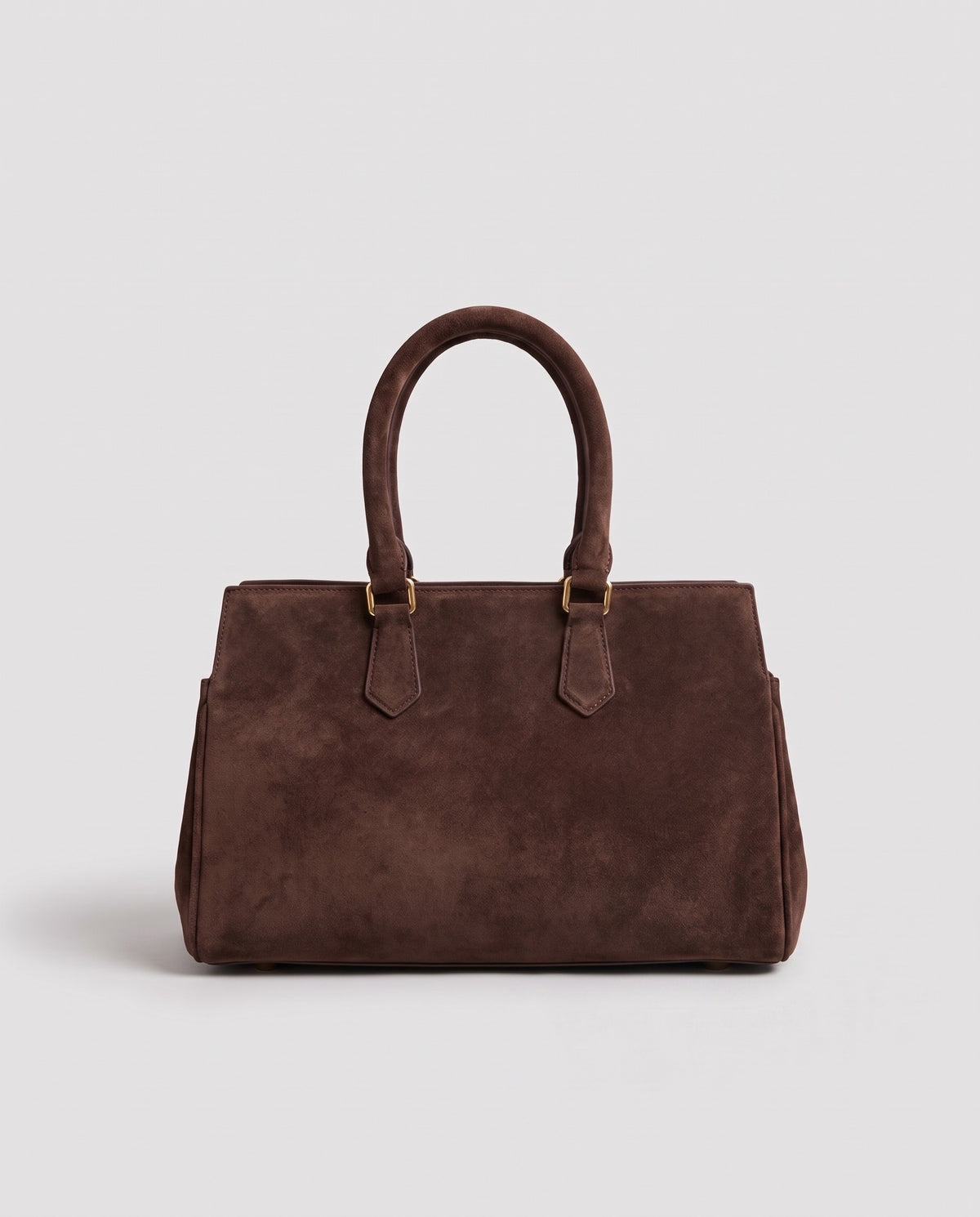 Spello suede cowhide top-handle bag in Chocolate – back view