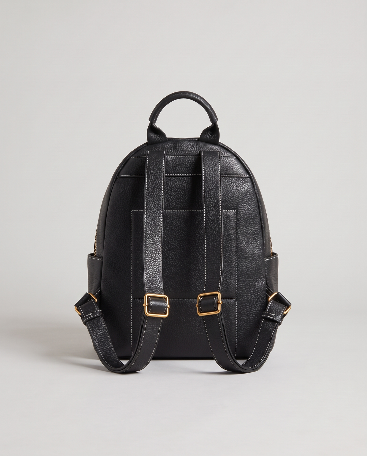 Tab pebbled leather backpack in Black – back view showing the shoulder straps