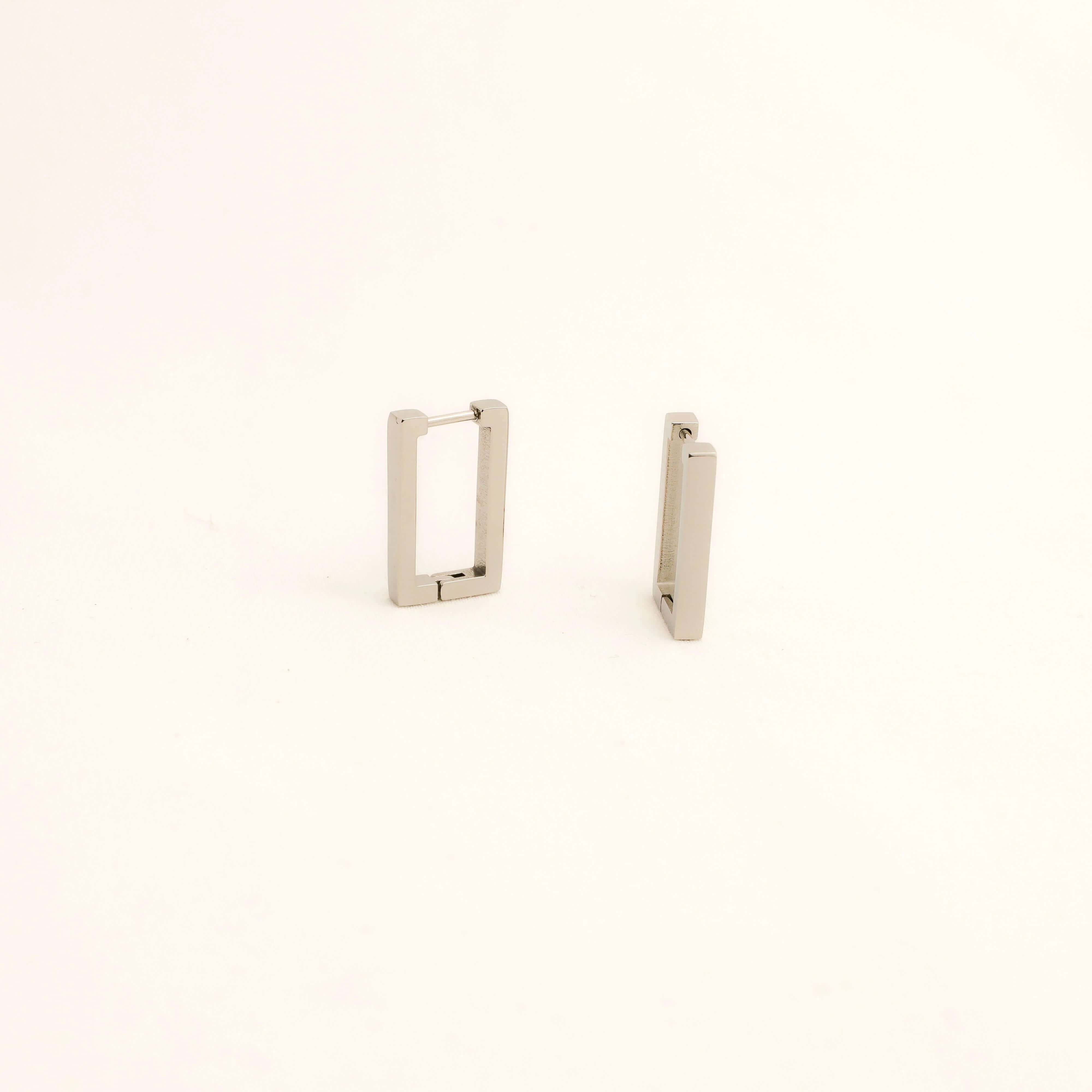 Block Hoop Earrings silver