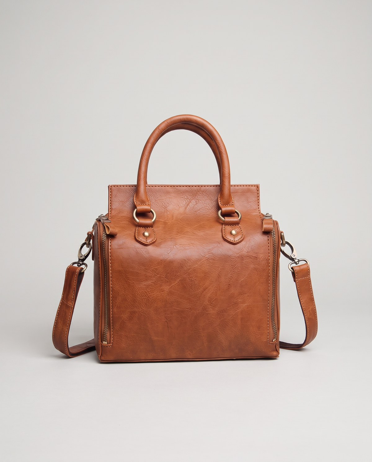 Terra leather satchel in Brown – front view