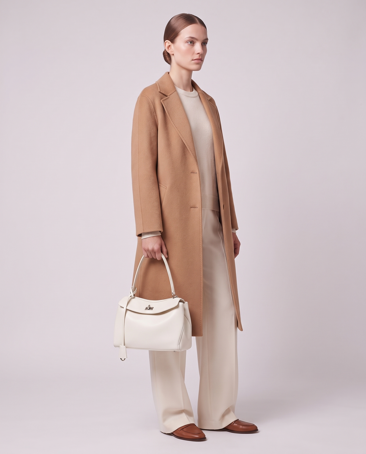Model carrying the Valentina Tinto Small bag in White