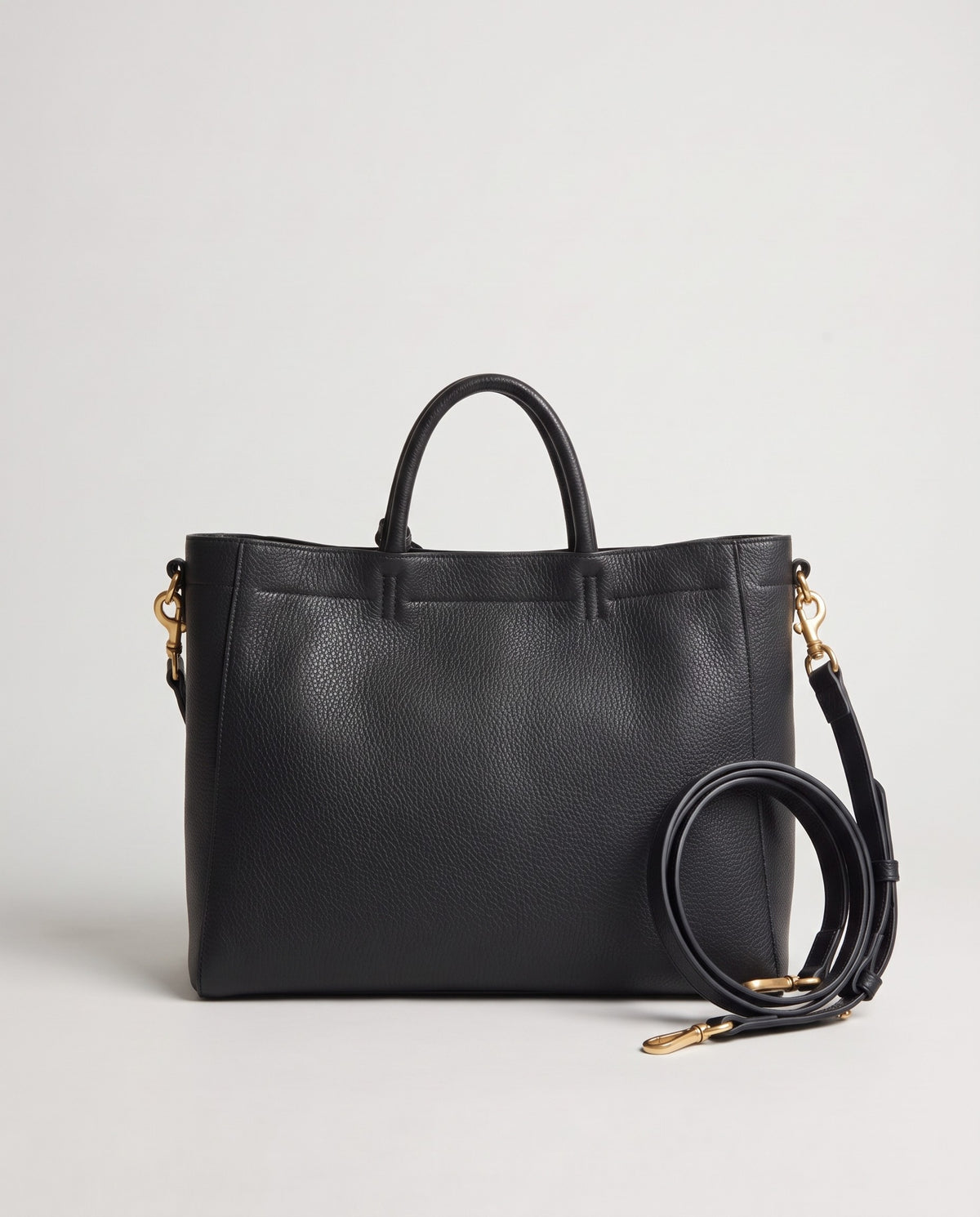Torre Large leather tote in Black – back view