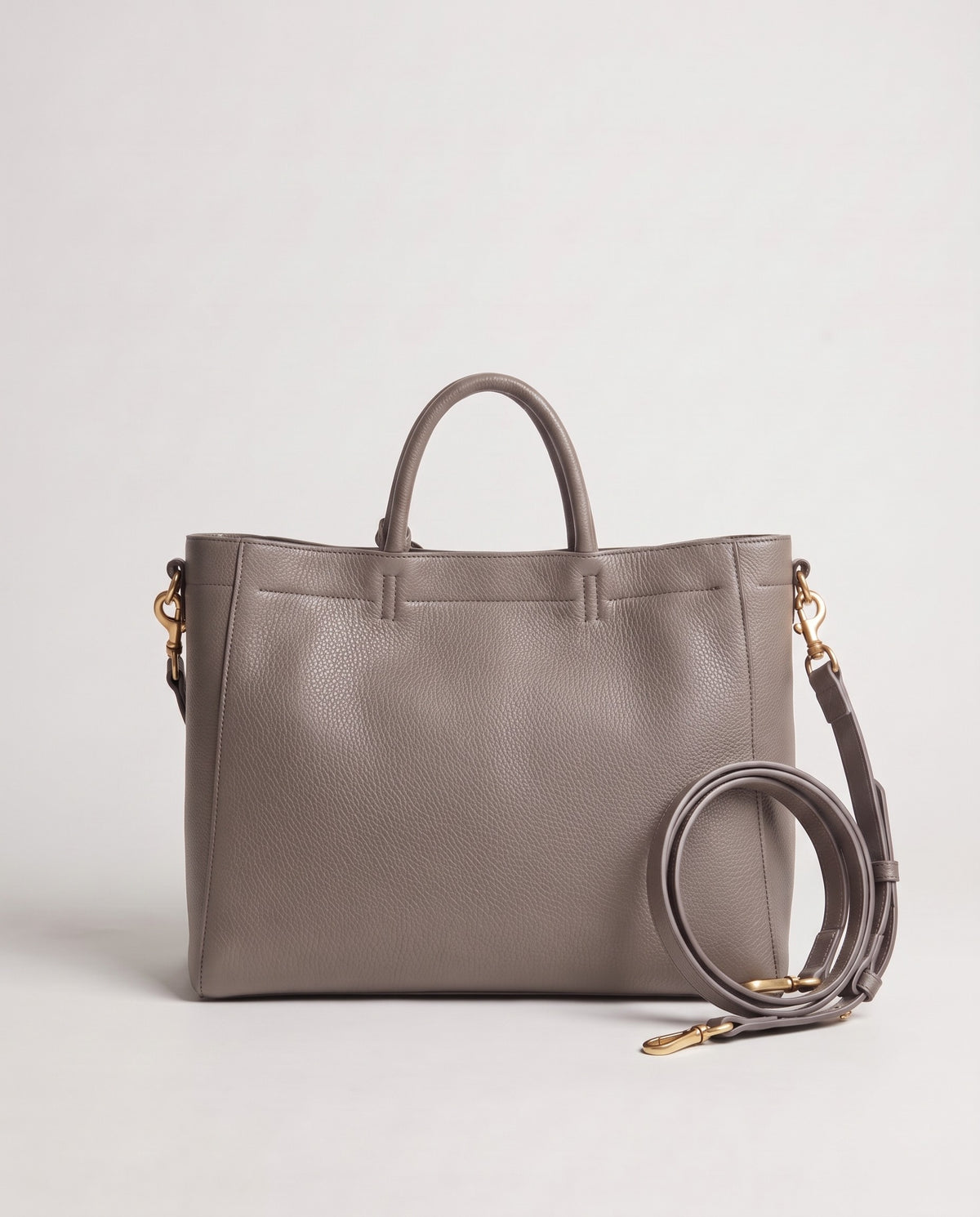 Torre Large leather tote in Grey – back view