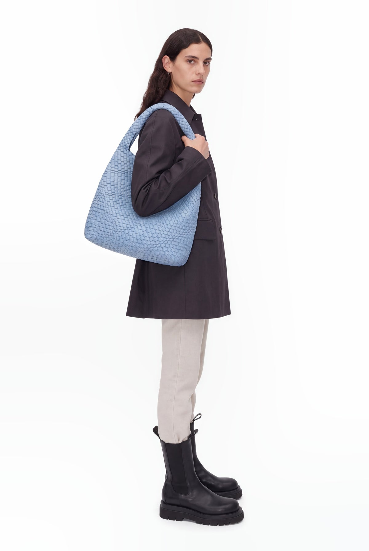 Axis sky blue woven handbag worn on the shoulder - Valentina