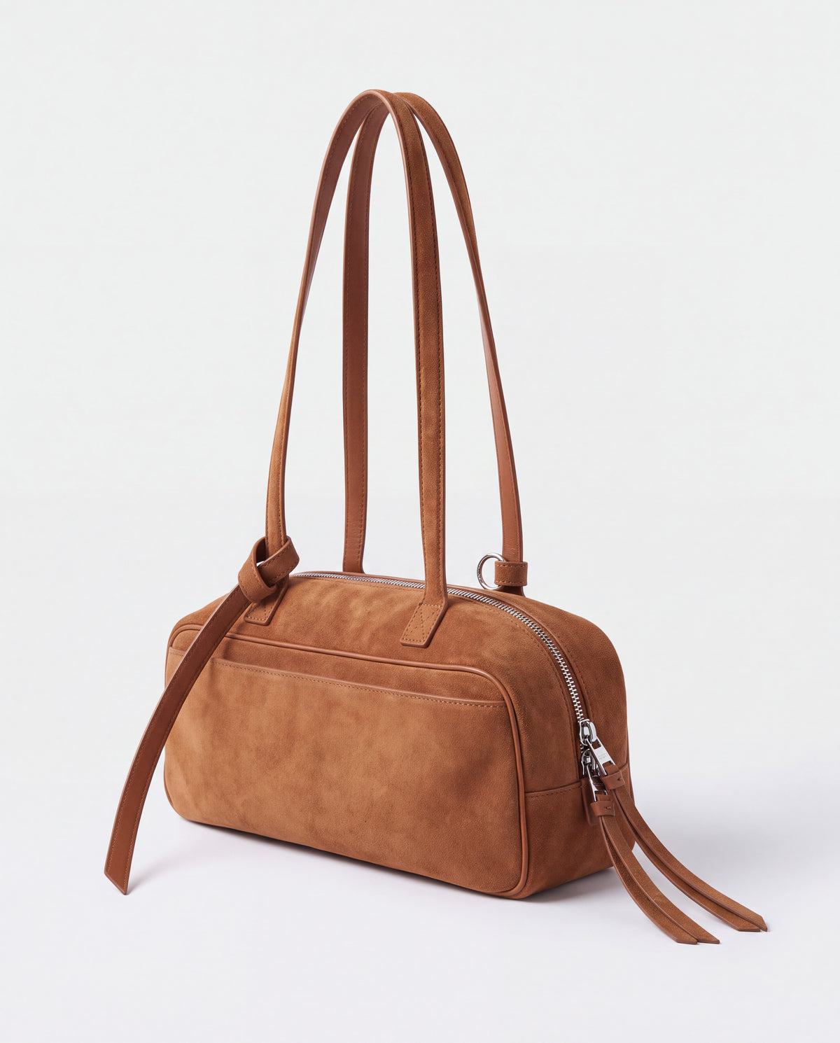 Valentina Linea suede shoulder bag in Brown, three-quarter view