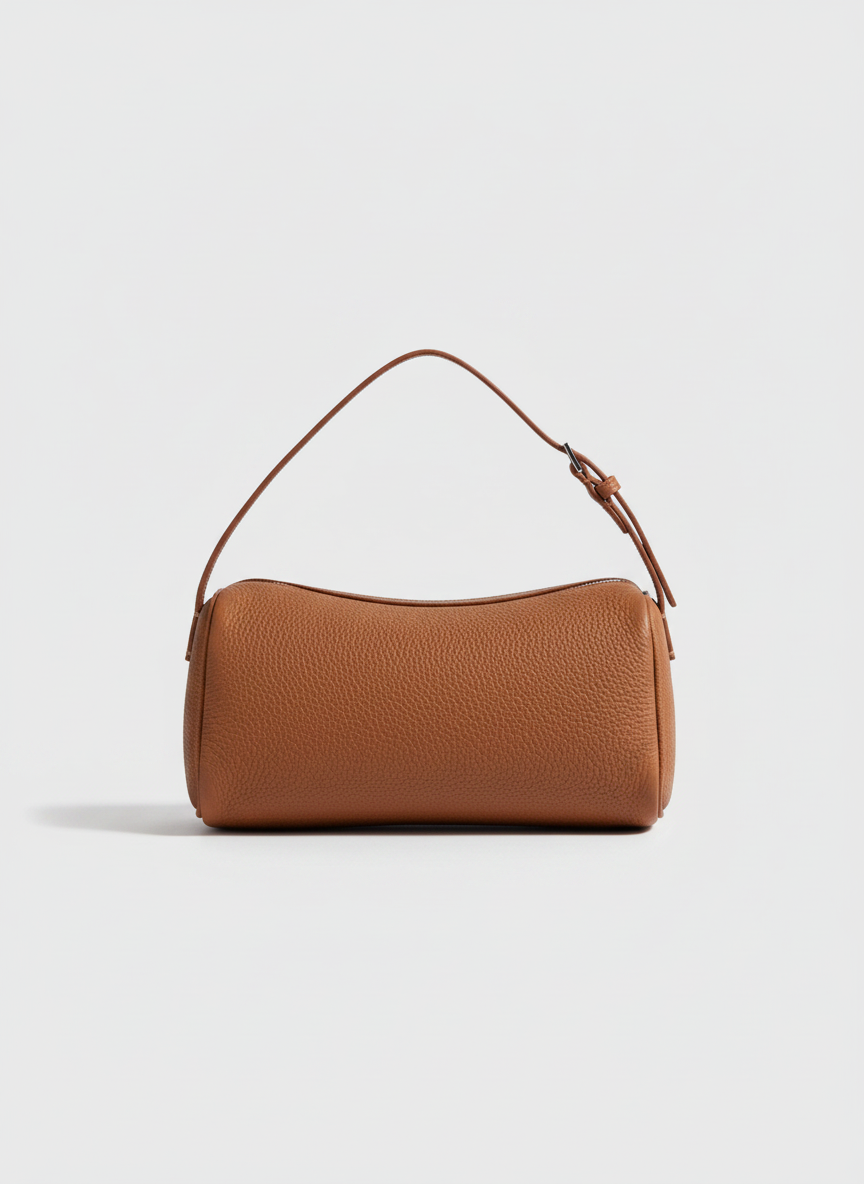 Valentina Roma barrel bag in cognac leather, back view
