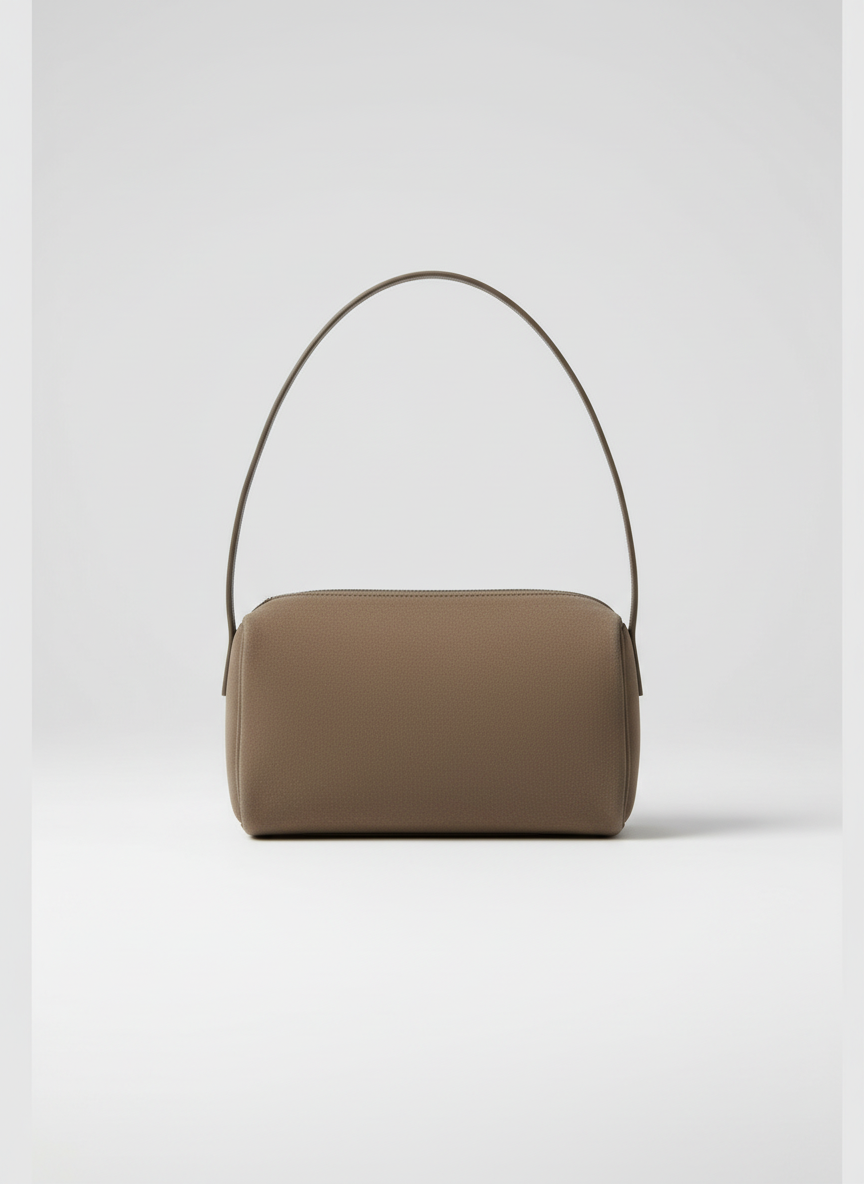 Valentina Roma barrel bag in grey suede, back view