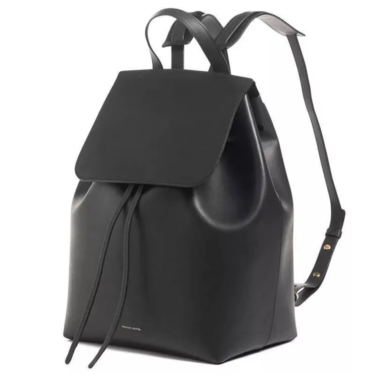 Black genuine leather backpack