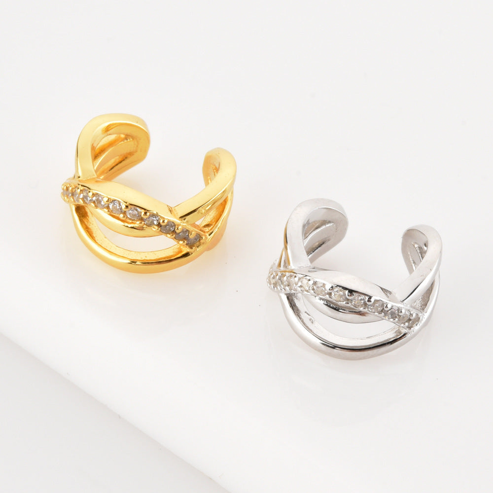 Gold and silver zircon ear cuffs