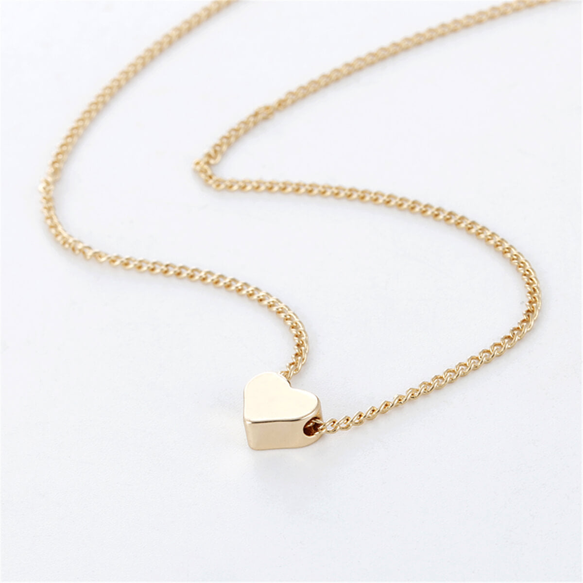 Love Heart Pendant Necklace Gold