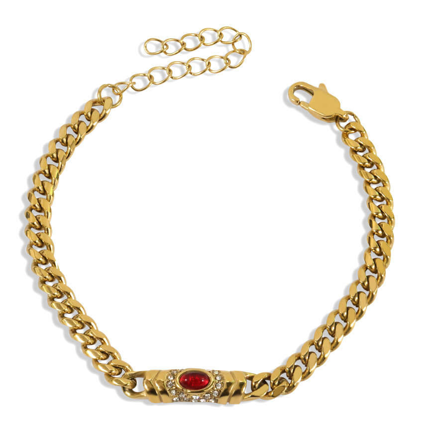 Retro Cuban Link Stone Bracelet