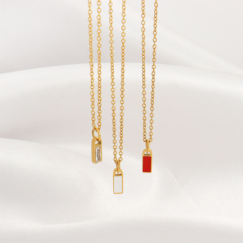 Rectangular Column Pendant Titanium Steel Necklace