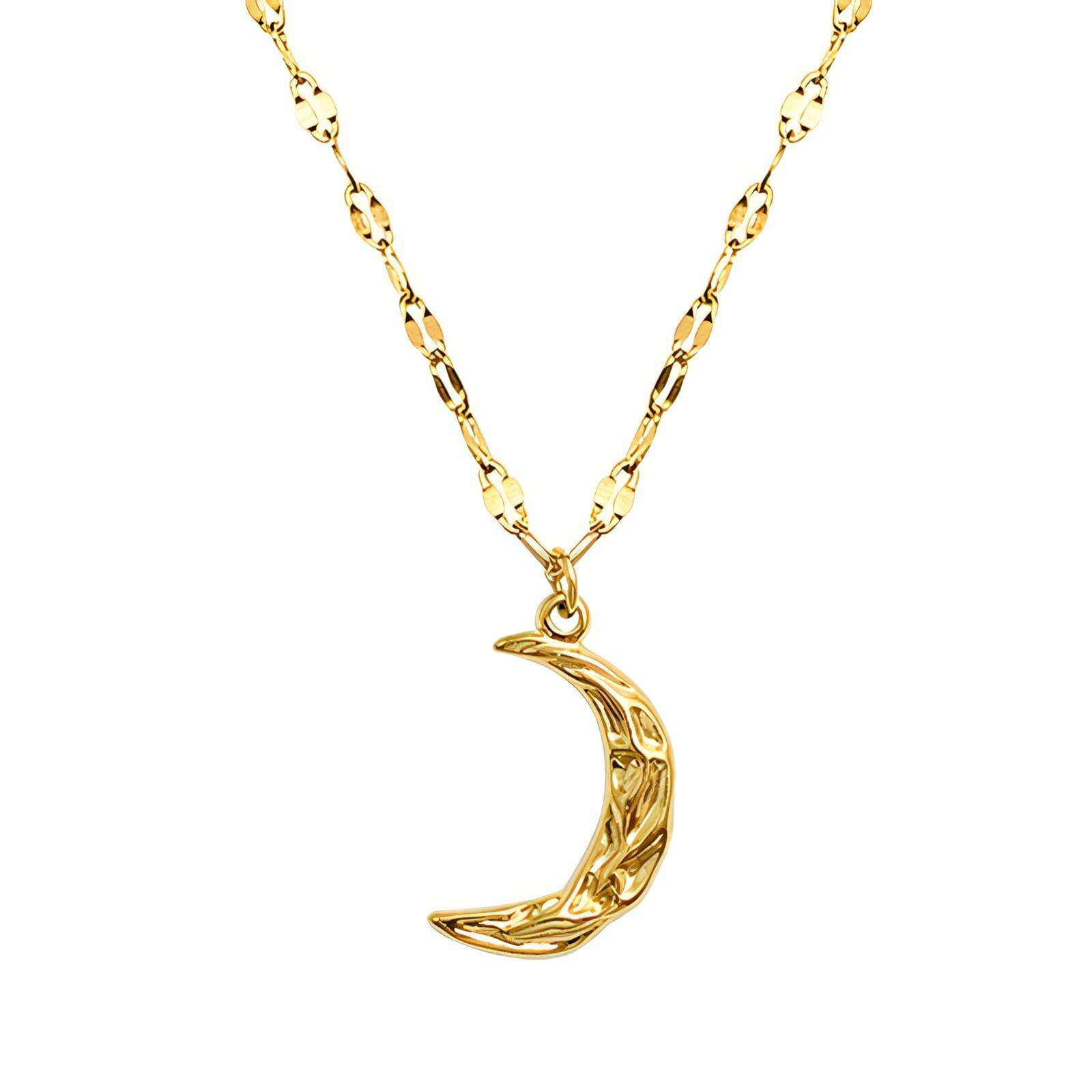 18k gold Hammered Crescent Necklace